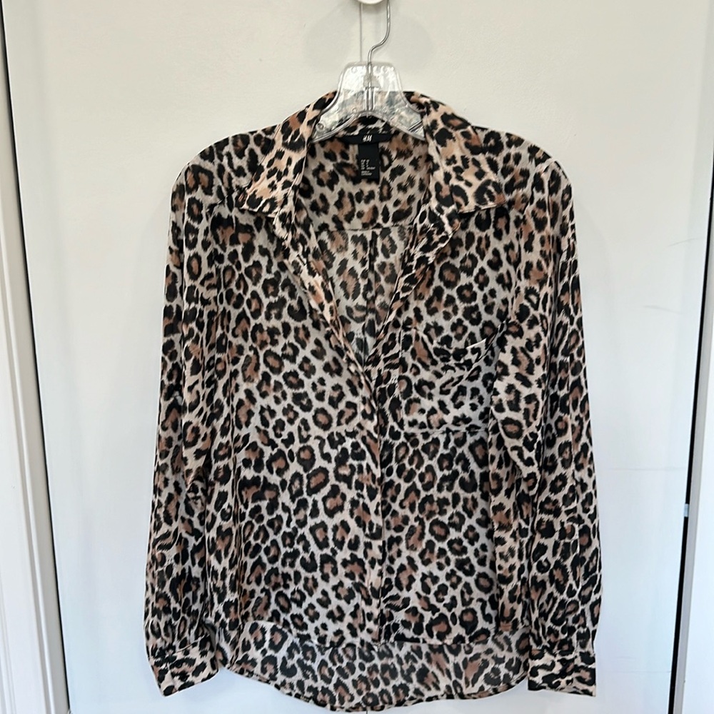 H&M sheer animal print button down